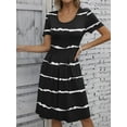 thumbnail image 4 of Mengpipi Dresses for Women Summer Casual Crew Neck Loose Flowy with Pockets, Stripes-M(US 8-10), 4 of 6