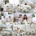 thumbnail image 5 of 3 Piece Flowers Leaves Duvet Cover Set Queen Size,Microfiber Comforter/Quilt Cover with Corner Ties and 2 Pillowcases,Farmhouse White Botanical Magnolia Retro All Season Bedding with Zipper Closure, 5 of 8