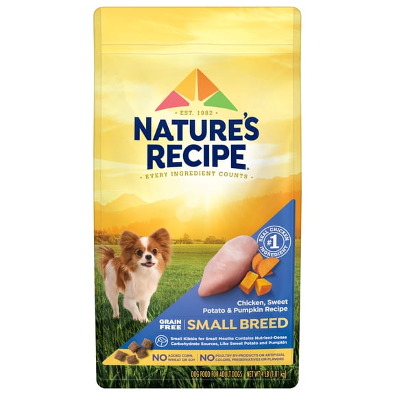 Nature's Recipe Small Breed Grain Free Dry Dog Food Easy to Digest Chicken, Sweet Potato, & Pumpkin Recipe (Various Sizes)