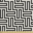 thumbnail image 1 of Abstract Fabric by the Yard Upholstery, Modern Geometrical Symmetric Pattern with Monochrome Lines Graphic, Decorative Fabric for DIY and Home Accents, Eggshell Charcoal Grey by Ambesonne, 1 of 5