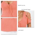 thumbnail image 4 of Camisa con cuello en V para mujer,Camisas con hombros descubiertos para mujer Camisas con cordones y hombros descubiertos para mujer Camisas para mujer Tops muy versátiles, 4 of 5