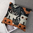 thumbnail image 7 of Ullo0ord Halloween Party Throw Pillow Covers Cute Cat Pumpkin Ghost Decorative Pillow Cases Linen Square Pillow Shams Cushion Cover Home Kids Room Decor, Black Orange, 7 of 7
