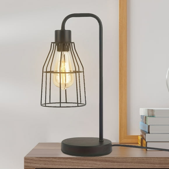 1 Pack Table Lamp for Bedroom Vintage, E26 Retro Industrial Bedside Nightstand Lamp, Farmhouse Black Night Light for Bedroom, Bedside Reading Lamp with Plug,