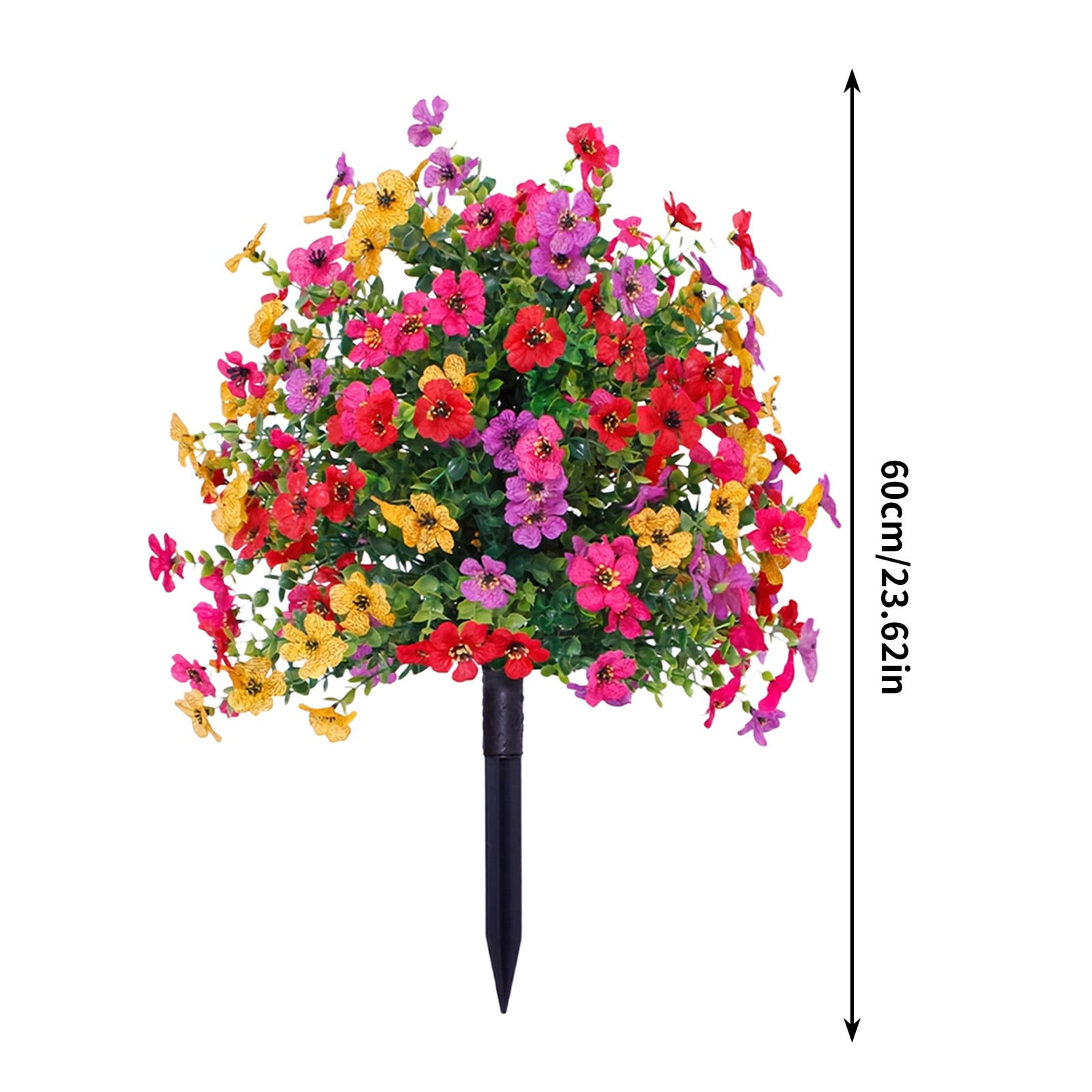 OUGPISTIYK Artificial Violet Ball Topiary Trees with Ground Spikes, 23" Fake Bushes Plants, Fade Resistant Artificial Shrubs Tree for Indoor Outdoor Front Porch Decor (1 Pc, Colorful)