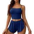 thumbnail image 6 of Purcolt Women Ribbed Pajama Set Comfortable Crew Neck Slim Fit Cami Tops Side Split Shorts Sleepwear Soft 2 Piece Lounge PJ Set, 6 of 9