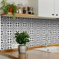 thumbnail image 2 of Mi Alma Floral Black White Tile Stickers - Removable Vinyl 4x4, 24 pcs, 2 of 10