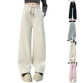 thumbnail image 5 of Ruyang Girls Wide Leg Fleece Sweatpants Teens School Sports Joggers Thermal Elastic High Waisted Straight Pants, 5 of 5