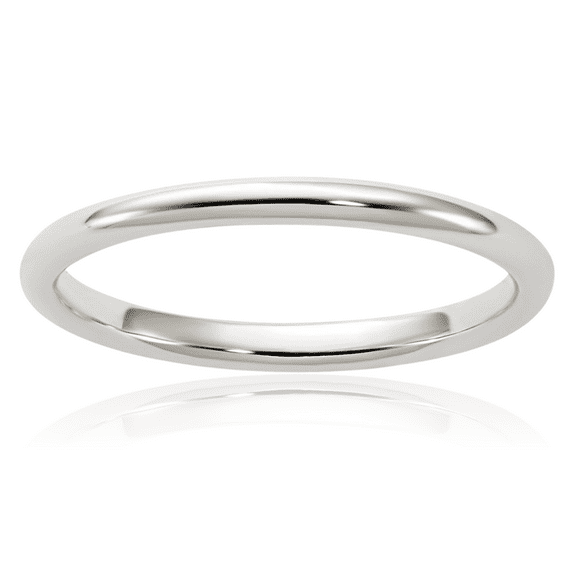 925 Sterling Silver 2mm Half Round Plain Classic Wedding Band Ring