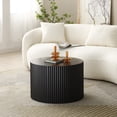 thumbnail image 6 of Noble House Nesting Round Coffee Tables, Modern MDF Handcrafted Relief for Living Room, Matte Black, Set of 2, 6 of 7