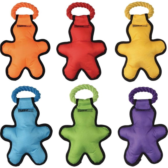 Multipet Cross-Ropes Tug 'o Man with Rope Dog Toy, Assorted Colors, Size: 14"