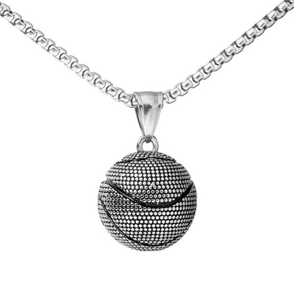 PAMTIER Men's Women's Stainless Steel Hip Hop Punk Sports Lover Basketball Pendant Necklace Black