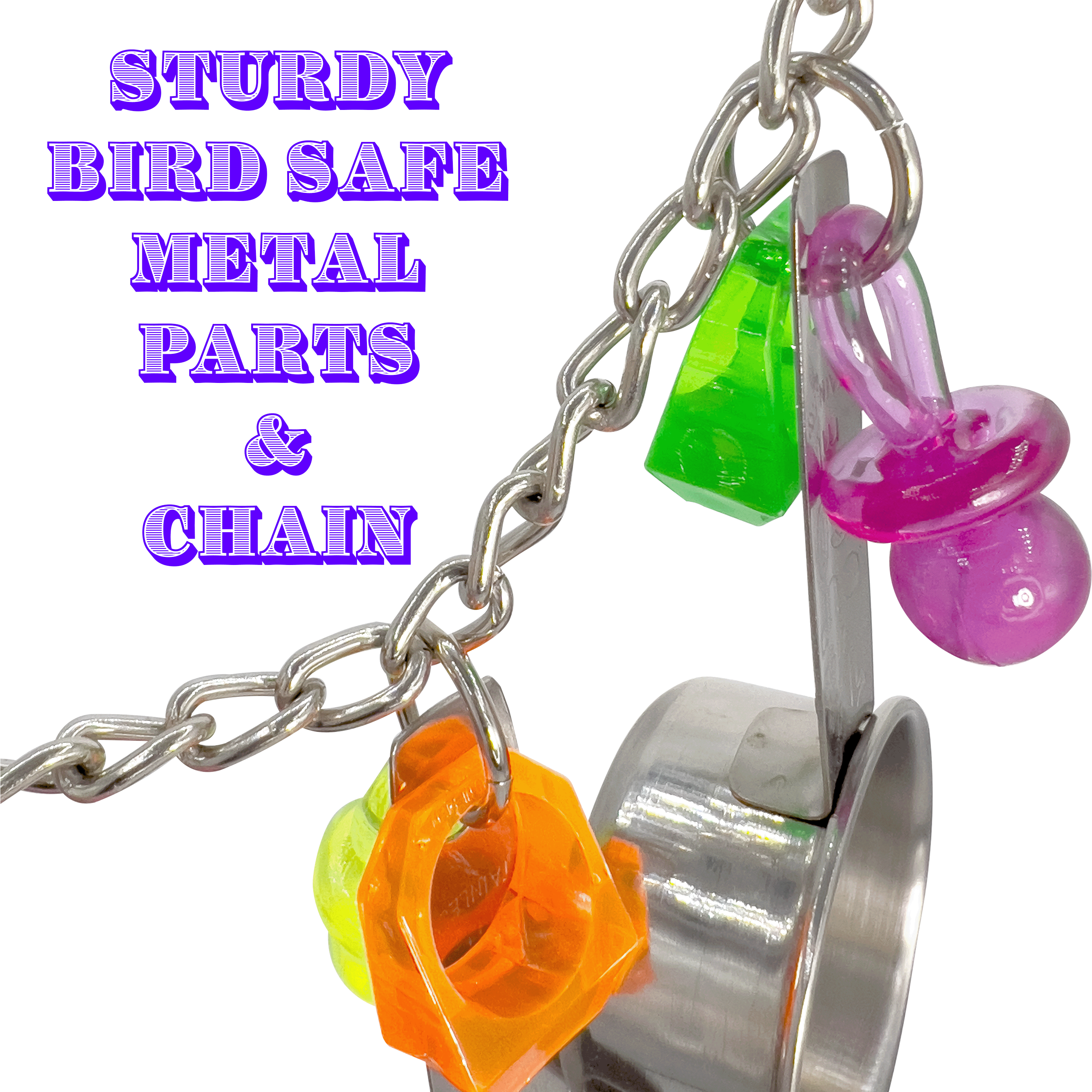 1078 Super Paci Pot Ringer - Handcrafted Shiny Noisy Hanging Bird Cage Toy