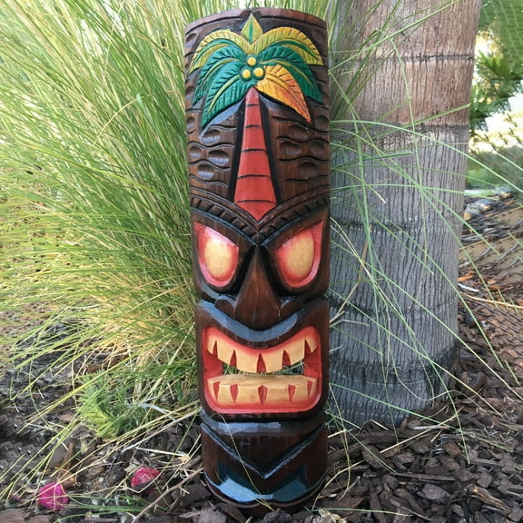 Backyard X-Scapes 20 in. Tiki Mask Palm Tree Polynesian Wood Art Decoration