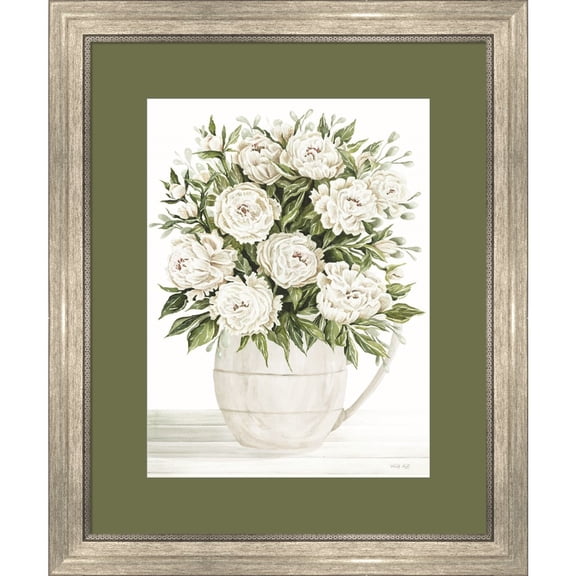Great Art Now Peonies on White I by Cindy Jacobs, Framed Wall Art, 20W x 24H