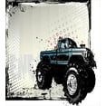 thumbnail image 3 of Truck Queen Size Duvet Cover Set, Halftone Pattern Background with Color Splashed Frame and Monster Truck Motif, Decorative 3 Piece Bedding Set with 2 Pillow Shams, Ivory Blue Black, by Ambesonne, 3 of 3