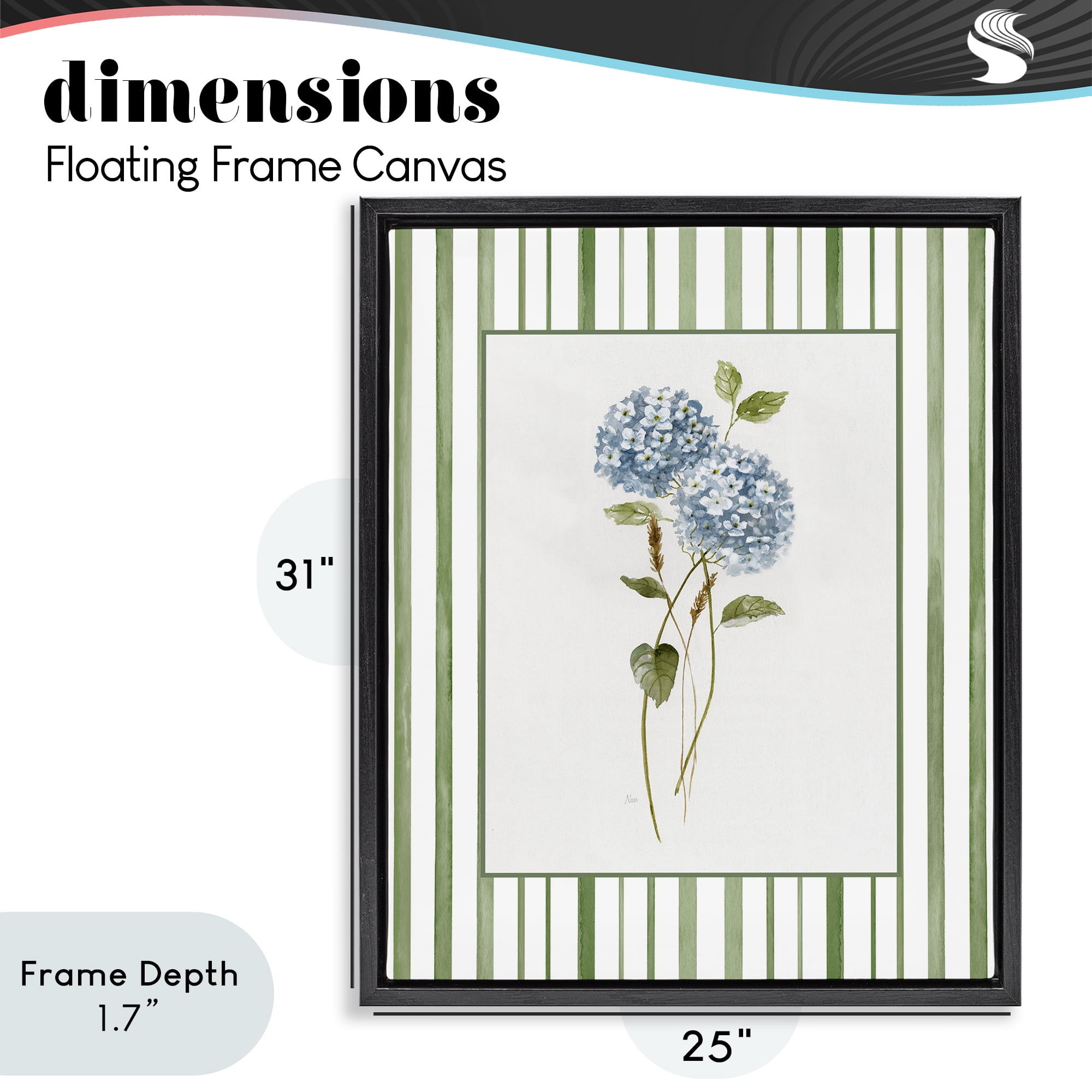 Stupell Industries Delicate Hydrangea & Dried Wheat Black Framed Floater Canvas Wall Art, design by Nan