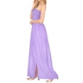 thumbnail image 2 of HAPPY BAY Women's Beach Summer Solid Smocked Top Maxi Evening Slit Dress Casual Strapless Tube Dresses for Women One Size Lavender, Solid, 2 of 3
