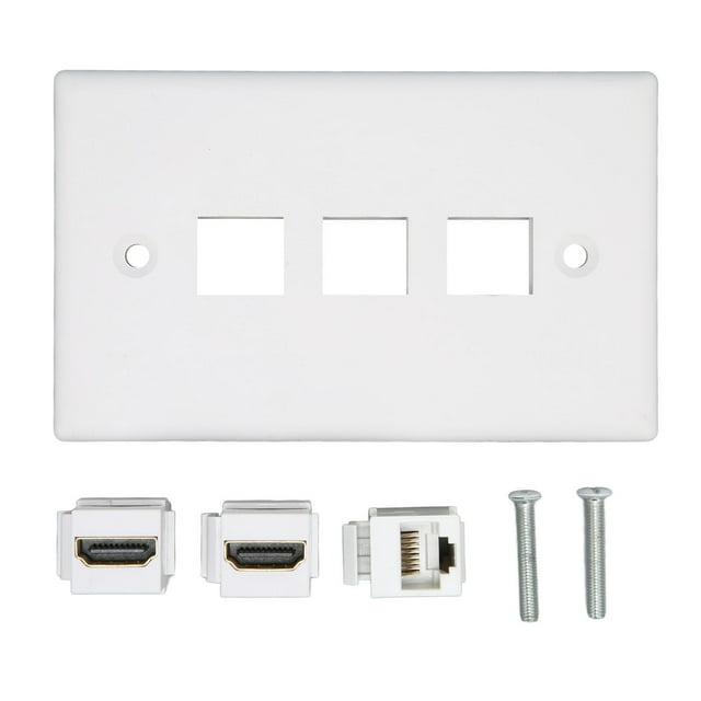 HD Multimedia Interface Ethernet Wall Plate, Corrosion Free Connection ABS 1 Port Cat6 Keystone Wall Plate Safe Cables For Computers For HDTV