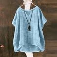 thumbnail image 2 of Ropa de estar por casa,Camiseta de lino con cuello en V para mujer, top informal de manga corta, poliéster transpirable, blusa de corte regular para uso doméstico, sopatenor, 2 of 9