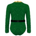 thumbnail image 6 of TiaoBug Long Sleeve Ballet Leotards for Girls Gymnastics Dancewear Christmas Elf Costume Green 16, 6 of 7