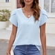 thumbnail image 1 of Fiudx Camisetas para Mujer Blusa Casual de Manga Corta con Cuello En V de Color Sólido para Mujer, 1 of 7