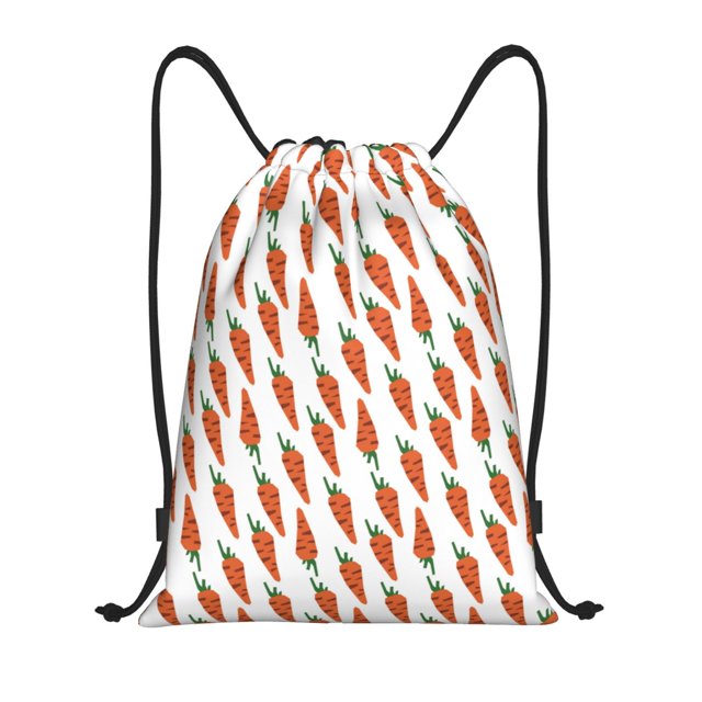 Easygdp Carrot Print Drawstring Backpack, Beach Sackpack, Travel Sackpack Lightweight for Sports, Gym, Travel, Swimming-Small