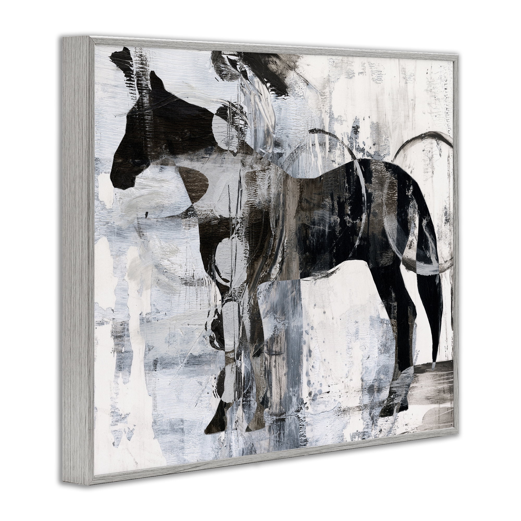 Stupell Industries Horse & Abstract Circles Animals & Insects Painting Gray Framed Art Print Wall Art, 30 x 24