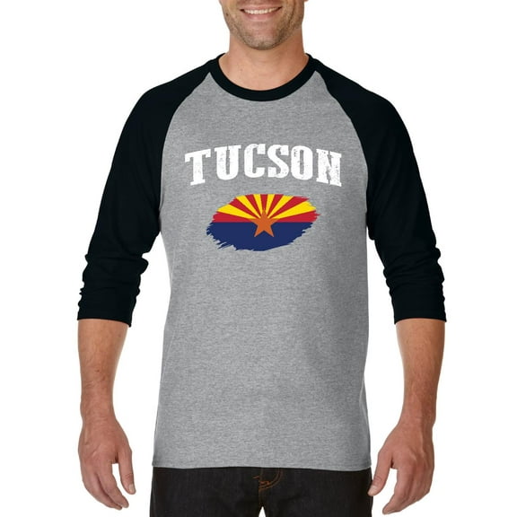 MmF - Mens Raglan Sleeve Baseball T-Shirts, up to Size 3XL - Tucson Arizona Flag