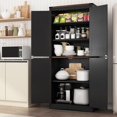 thumbnail image 6 of 71in Farmhouse Kitchen Pantry Cabinet,Tall Storage Cabinet with 4 Doors and Adjustable shelves,with Load-Bearing Steel Pipe,Wood Storage Cabinets for Kitchen,Dining Room,Bathroom(Black), 6 of 12