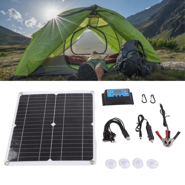 Panel Solar De 20W 12V, Fuerte Practice IP65 Implaz del Agua 20W 12 V Kit de Panel Solar para acampar