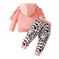 thumbnail image 7 of Scyoekwg Girls Clothes Infant Toddler Baby Girl Clothes Fall Fashion Letter Print Long Sleeve Hooded Pullover Tops Leopard Long Pants Two Piece Set (Pink,9-12 Months), 7 of 7
