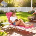 thumbnail image 2 of Outsunny Chaise Longue d'Extérieur, Chaise Inclinable Pliante et Réglable, Rose, 2 of 10