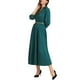 thumbnail image 4 of Vestido Maxi con Pliegues de Manga 3/4 para Mujer INSPIRE CHIC, Cuello en V, Cinturón, Talla XL, Verde Oscuro, 4 of 6
