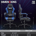thumbnail image 6 of WENTUM Ergonomic Reclining Gaming Chair with Linkage Armrests & Footrest, Racing Office Chair, PU Leather Computer Desk Chair, Blue, 6 of 8