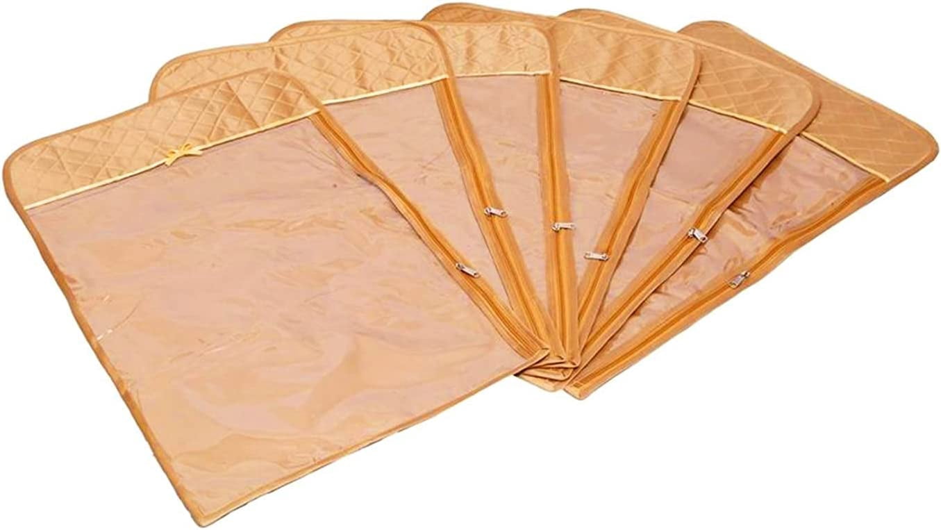atorakushon 30'' Hanging Garment Suit Bags Storage Clothes Cover with Clear Window Zipper Closet for Tuxedos Shirts Fur Coats Pack of 6 Golden