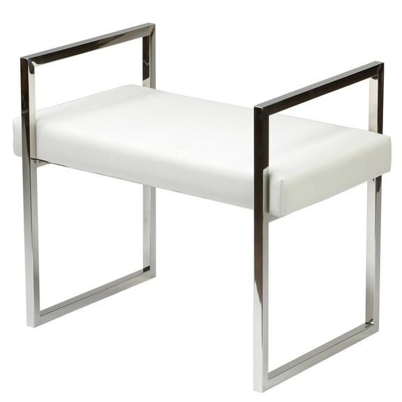 Cortesi Home Anna Contemporary Leatherette Bench, White