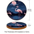 thumbnail image 3 of Flamingo 6PCS Microfiber Leather Round Coasters, 11x11 cm/4.3x4.3 in - Set of 6 Drink Coasters for Home and Office Use, 3 of 6