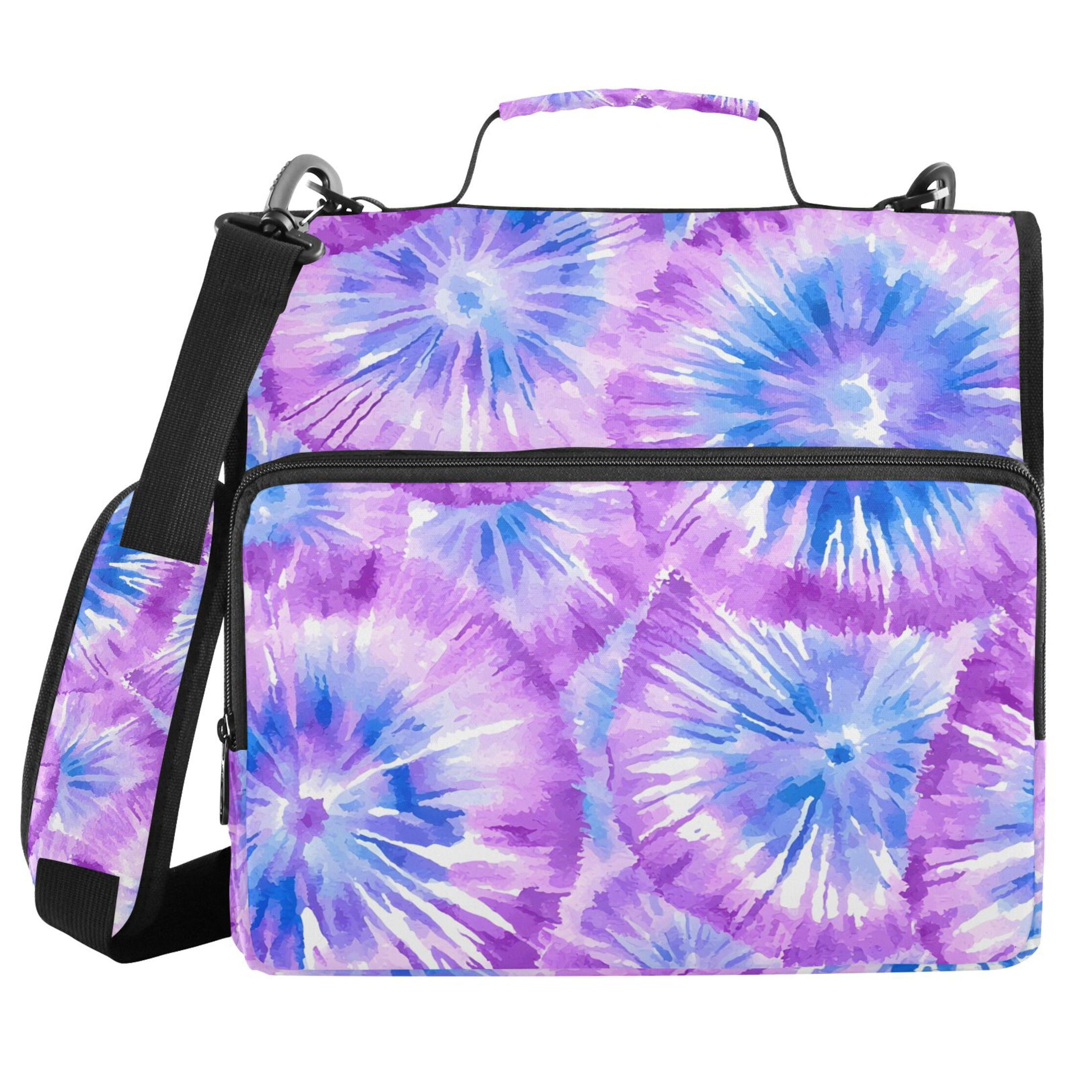 ALAZA Zipper Binder Tie-dye Purple-p2 3 Ring Trapper Keeper File Folder Organizer Bag