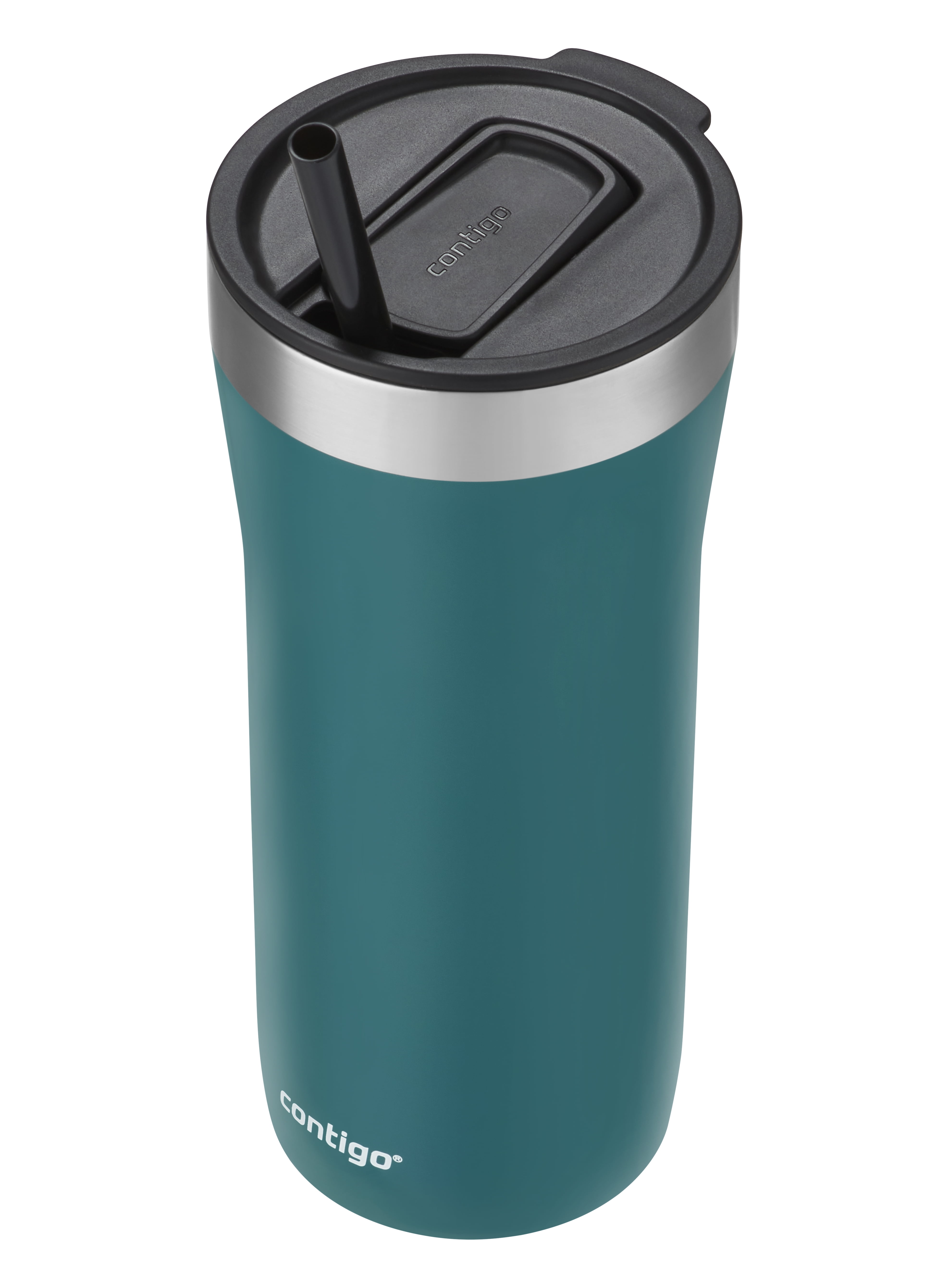 Contigo 2167645 Streeterville Stainless Steel Tumbler with Plastic Straw in Blue 32 fl oz.