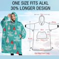 thumbnail image 4 of Oversized Wearable Blanket Hoodie,Turquoise Christmas Tree Pattern Sherpa Blanket Hoodie with Super Pockets,Super Warm Fuzzy Pullover for Women & Men, 4 of 6