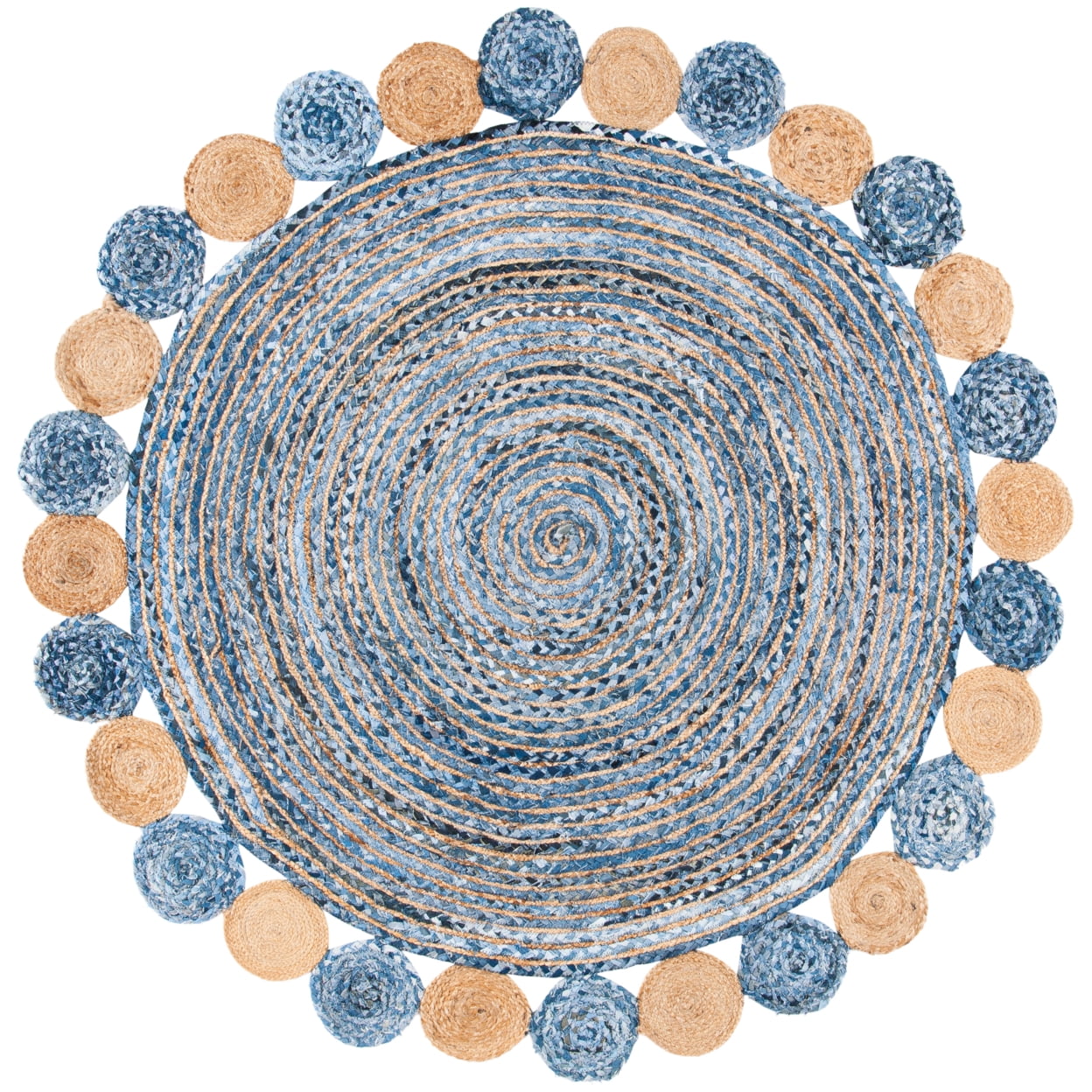 SAFAVIEH Cape Cod Kyle Geometric Area Rug, Blue/Beige, 5' x 7' Oval