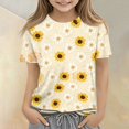 thumbnail image 5 of Abcomgle Girls Casual Tshirts Summer Short Sleeve Tshirt Daisy Sunflower Print Toddler T-Shirt Casual Crewneck Cotton Tops, 5 of 5