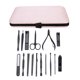 thumbnail image 4 of Juego de herramientas de manicura, cuchillo de pedicura, tijeras para cejas, cortaúñas de acero inoxidable, 16 Uds., color rosa, 4 of 8