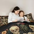 thumbnail image 4 of jejeloiu Orange Rustic Flower Funny Halloween Skull Gothic Skeleton Queen Comforter Sheet Set,Reversible Super Cozy Children Bedding,7pcs, 4 of 8