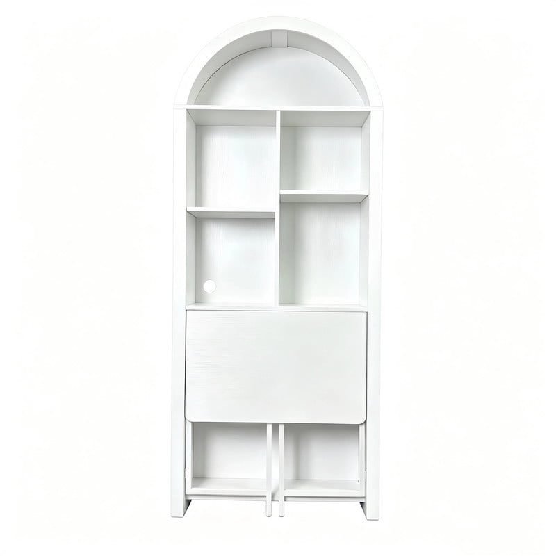 Folding Desk with Storage Cabinet,Convertible Hideaway Desk to Bookshelf, Space-Saving Wall Mount Table for Home Office, Craft, Vanity, Small Spaces
