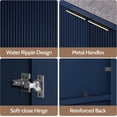 thumbnail image 5 of Vividwood 41.3" Shoe Storage Bench with 3 Doors, Cushioned Seat & Adjustable Shelf for Entryway (Navy Blue), 5 of 5