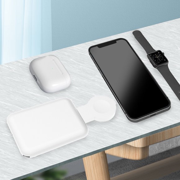 Folding 15W Wireless Fast Charging Smart Phone Ios Watch 2-In-1 Portable Wireless Charger Can Charge Bluetooth Headset with Wireless Charging Function Bluetooth Headset