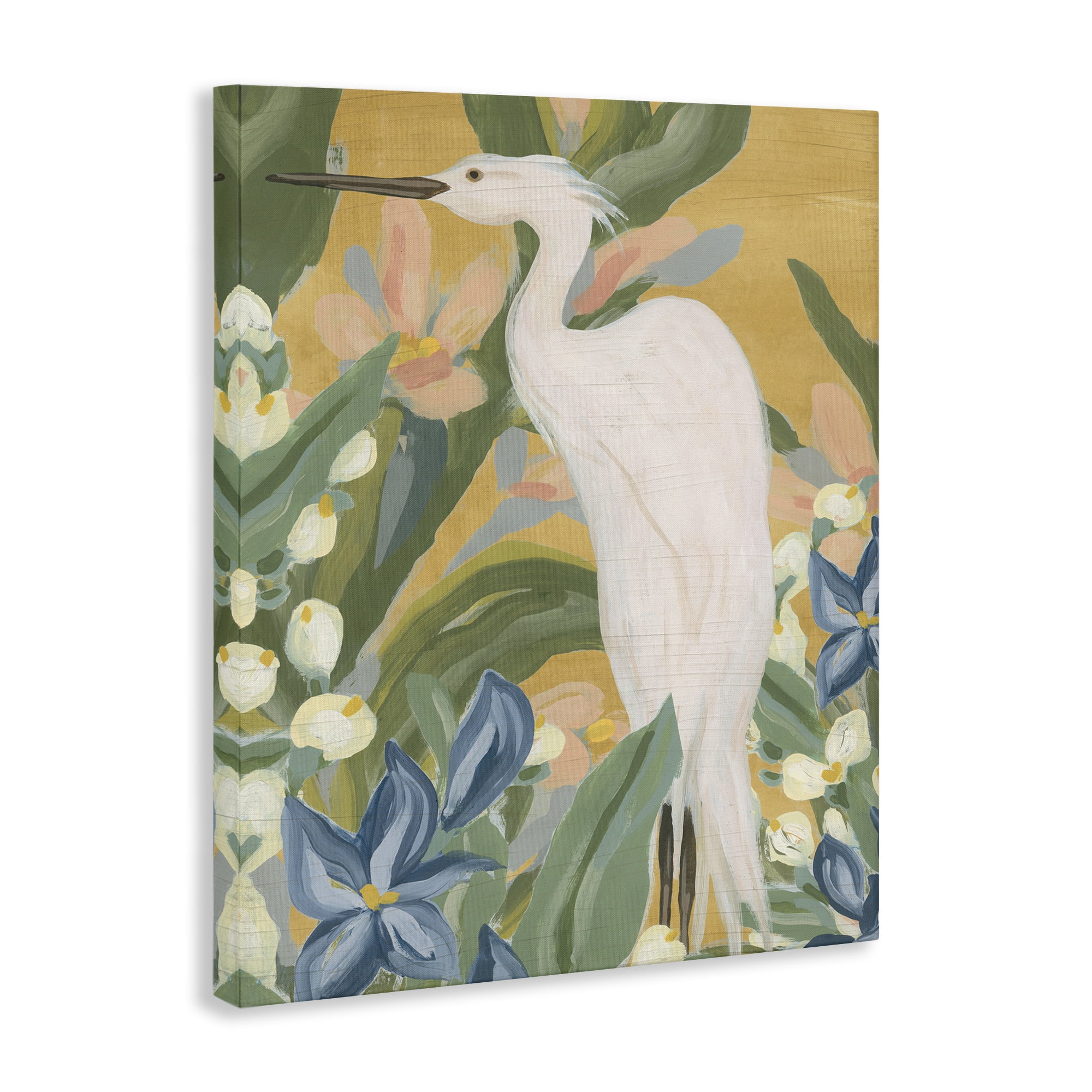 Stupell Industries Tropical Egret Painting Animals & Insects Painting Gallery Wrapped Canvas Art Print Wall Art, 36 x 48