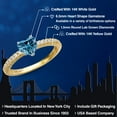 thumbnail image 2 of Gem Stone King 14K Two Tone Gold Persian Blue Moissanite and Lab Grown Diamond Engagement Ring for Women | 1.23 Cttw | Heart Shape 6.5MM | Gemstone Birthstone | Size 5, 2 of 6