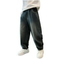 thumbnail image 2 of SGFCWSX Boys Baggy Jeans for Kids Graphic Wide Leg Denim Pants with Pockets Elastic Waist Loose Fit Trousers Black Size 5-6 Years, 2 of 9